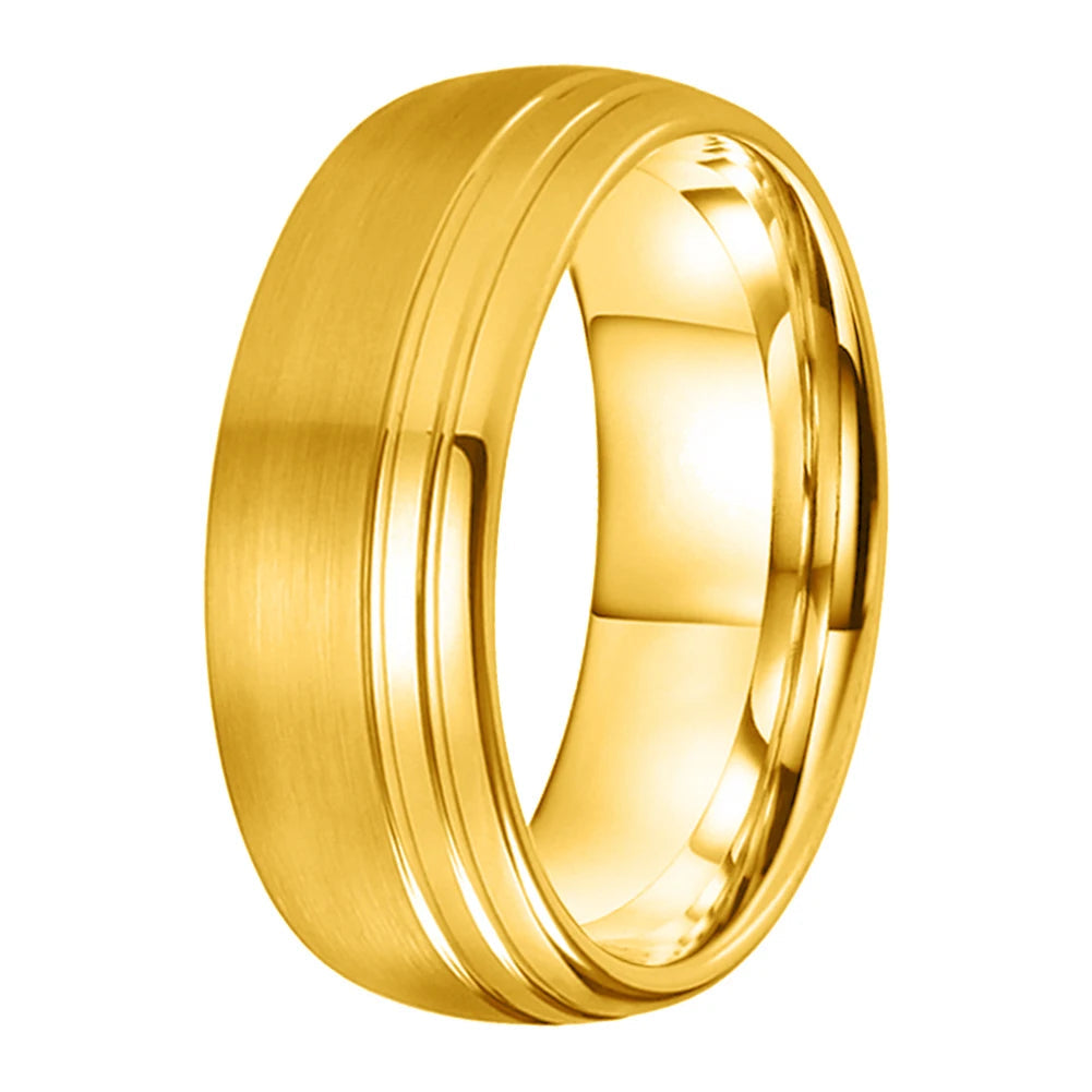 Grooved Tungsten Carbide Wedding Ring