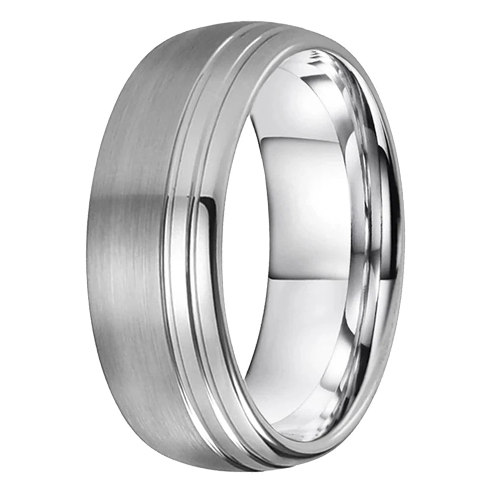 Grooved Tungsten Carbide Wedding Ring