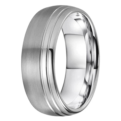 Grooved Tungsten Carbide Wedding Ring