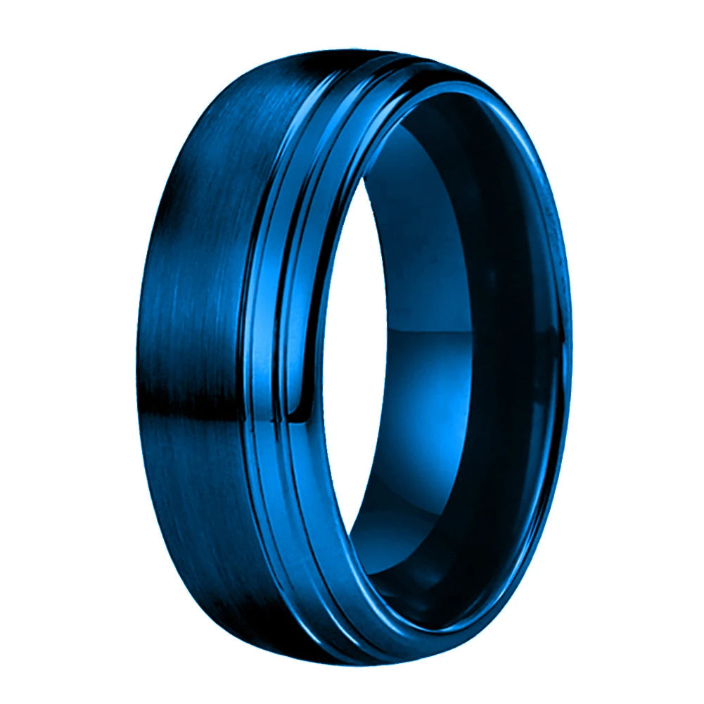 Grooved Tungsten Carbide Wedding Ring