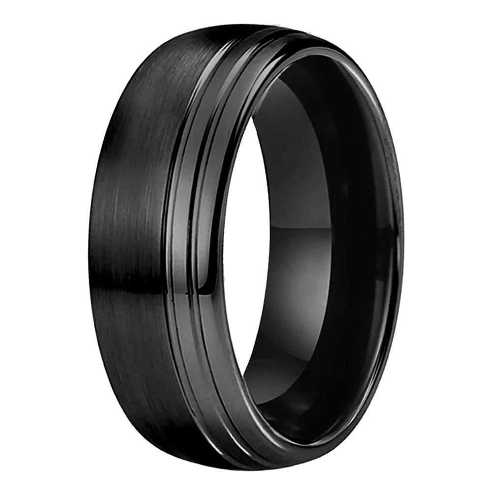 Grooved Tungsten Carbide Wedding Ring