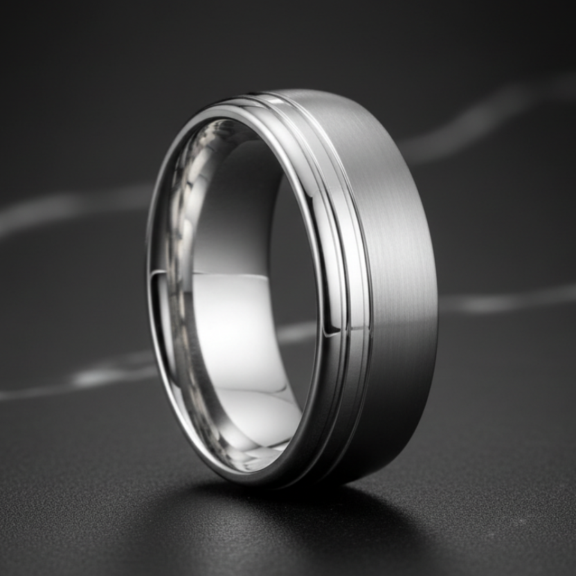 Black tungsten carbide ring with brushed finish 
