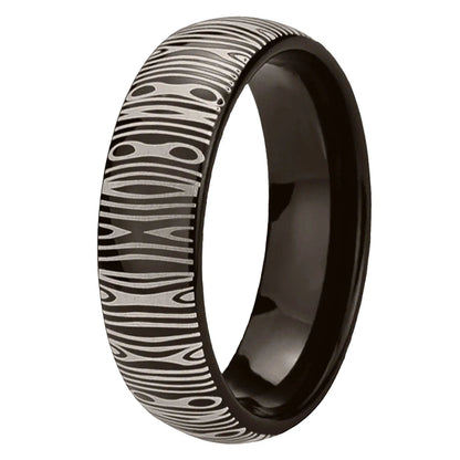 Gunmetal Tungsten Damascus Ring