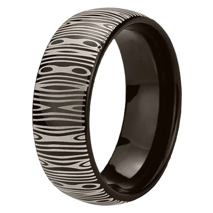Gunmetal Tungsten Damascus Ring