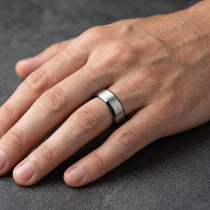 Gunmetal Tungsten Ring with Beveled Edges
