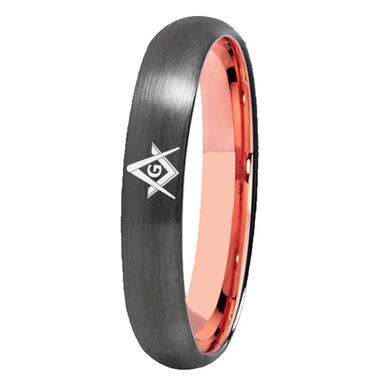 Gunmetal With Rose Gold Tungsten Masonic Ring