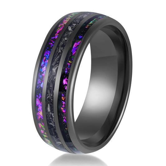 Gunmetal Black Tungsten Carbide Meteorite Ring