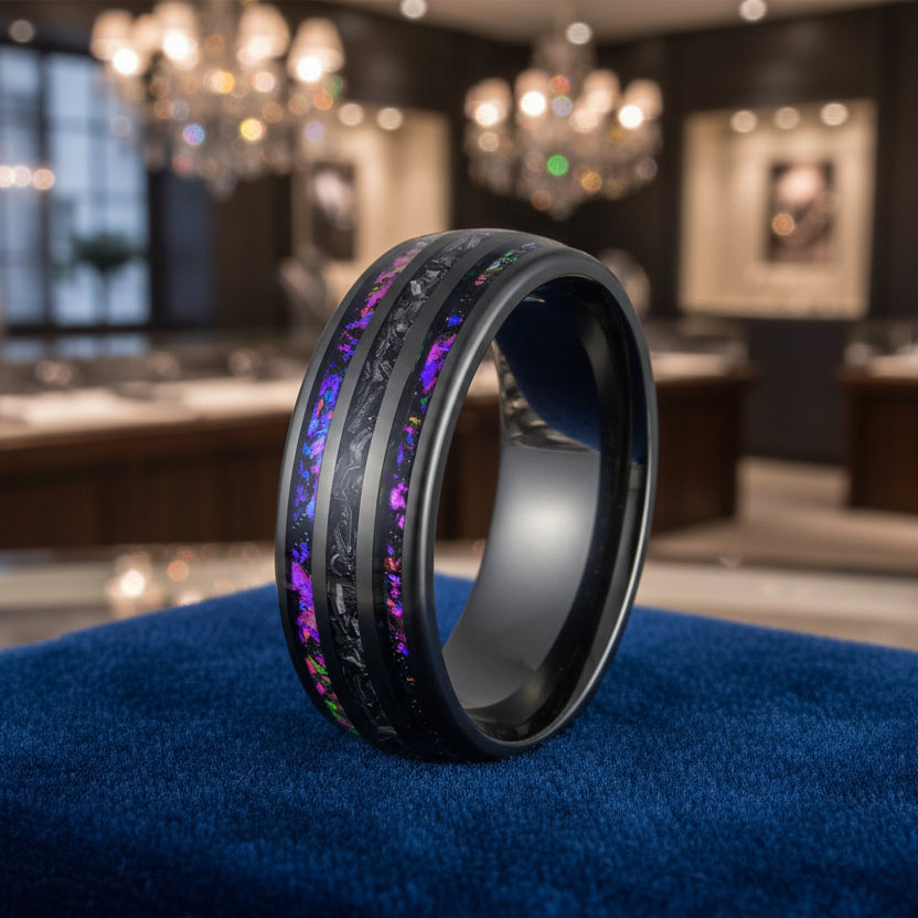 Gunmetal_Black_Tungsten_Carbide_Meteorite_Ring