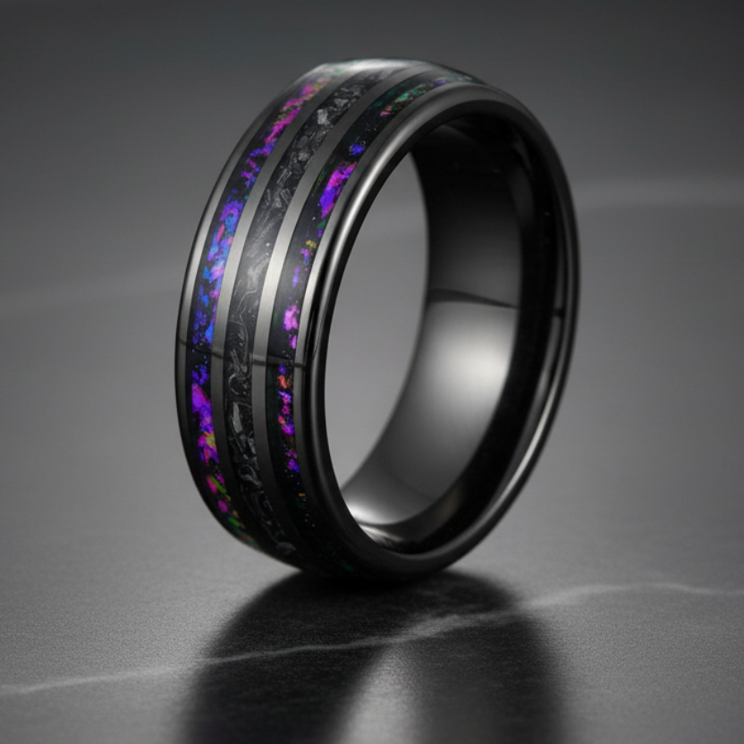 Gunmetal_Black_Tungsten_Carbide_Meteorite_Ring