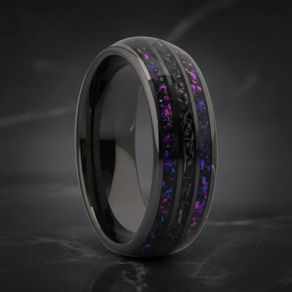 Gunmetal Black Tungsten Ring – 8mm Nebula Galaxy Inlay