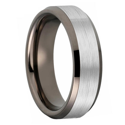 Gunmetal Tungsten Ring with Beveled Edges 