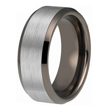 Gunmetal Tungsten Ring with Beveled Edges 