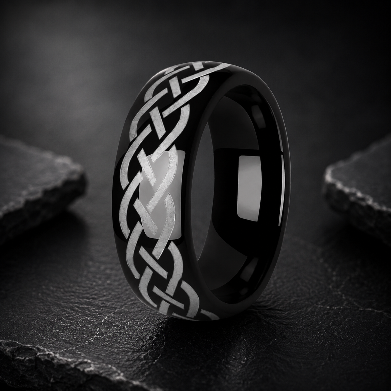 Gunmetal Viking Celtic Knot Tungsten Ring