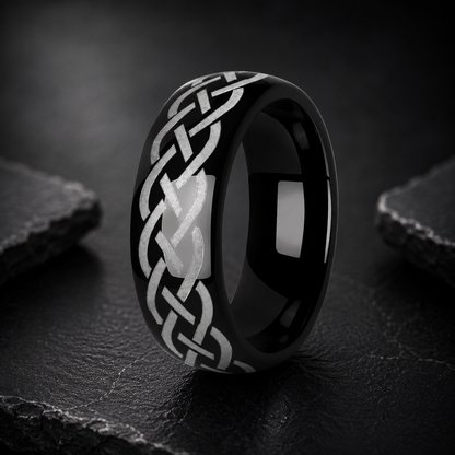 Gunmetal Viking Celtic Knot Tungsten Ring