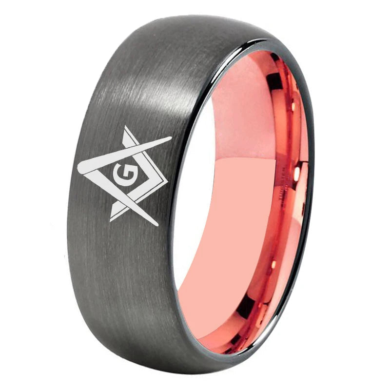 Gunmetal With Rose Gold Tungsten Masonic Ring
