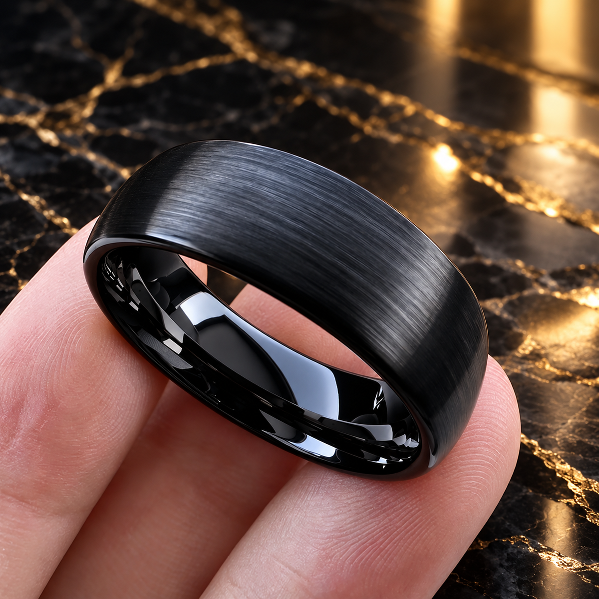 Brushed Tungsten Carbide Wedding ring