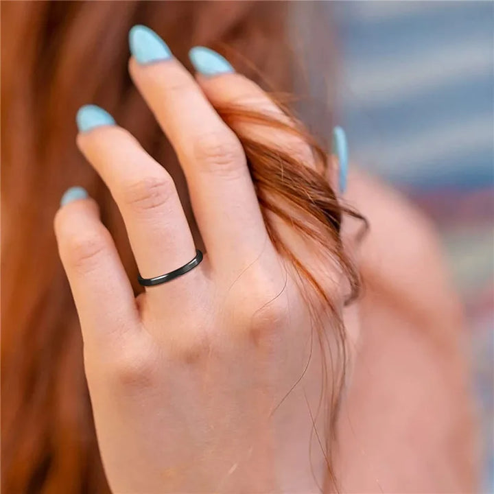 Black Tungsten Engagement Ring for Her