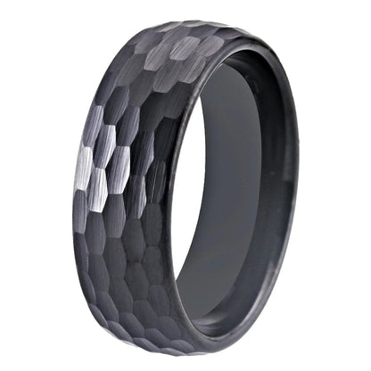 Hammered Black Tungsten Ring