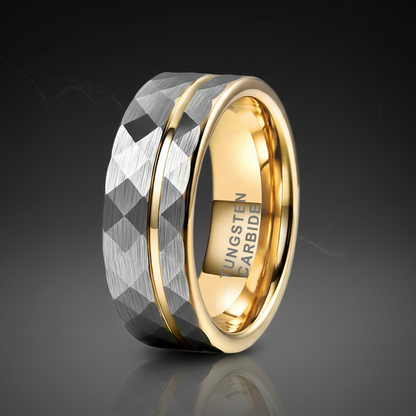 Hammered Brushed Tungsten Ring