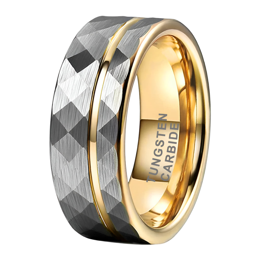 Hammered Brushed Tungsten Ring