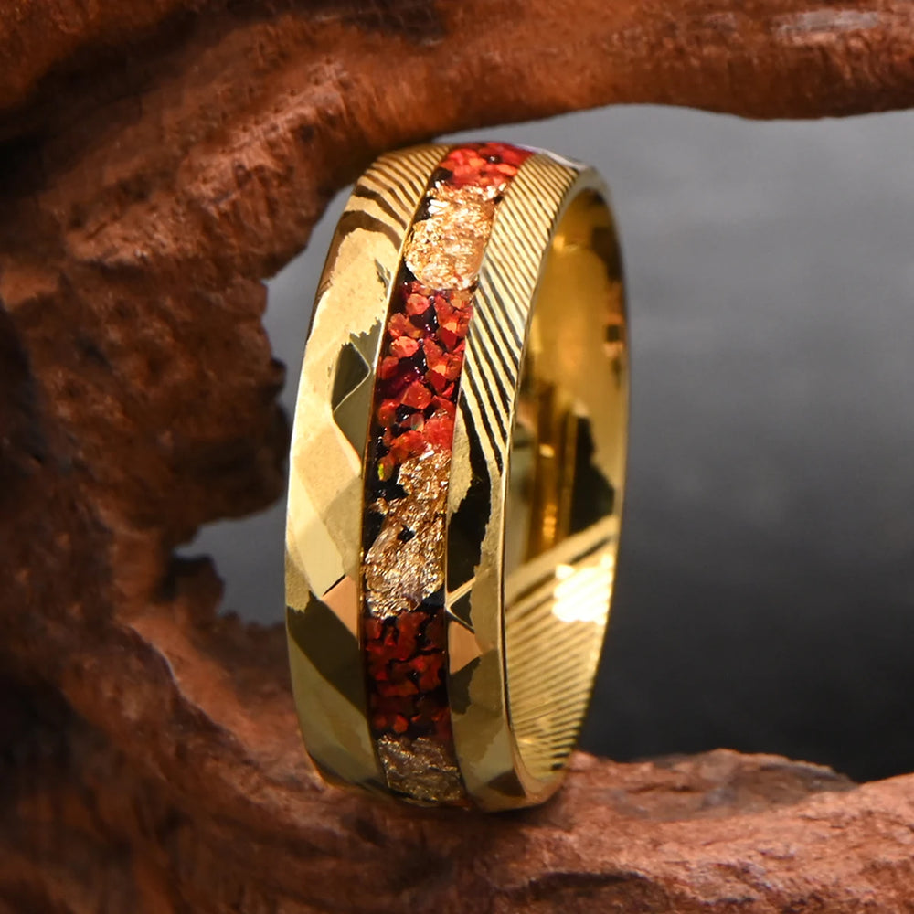 Hammered Damascus Ring