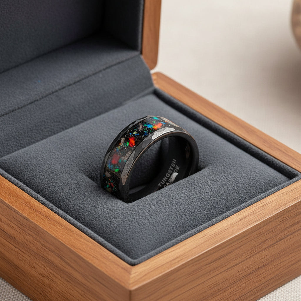 Hammered Meteorite Ring