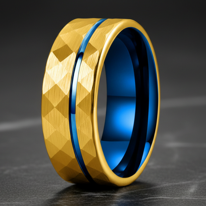Hammered_Tungsten_Ring_Gold