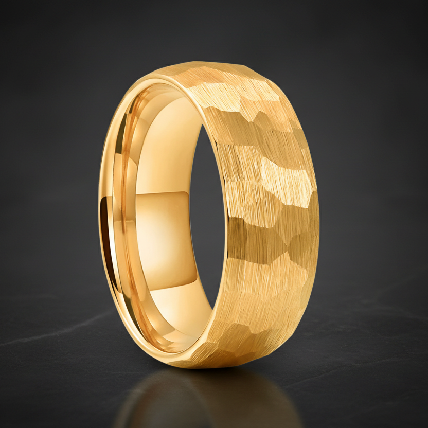 Hammered Tungsten Wedding Ring