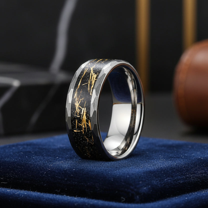 8mm Hammered Tungsten Wedding Band 