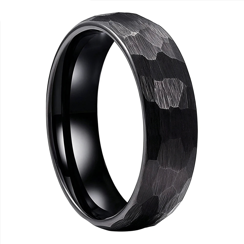 Hammered Tungsten Wedding Band