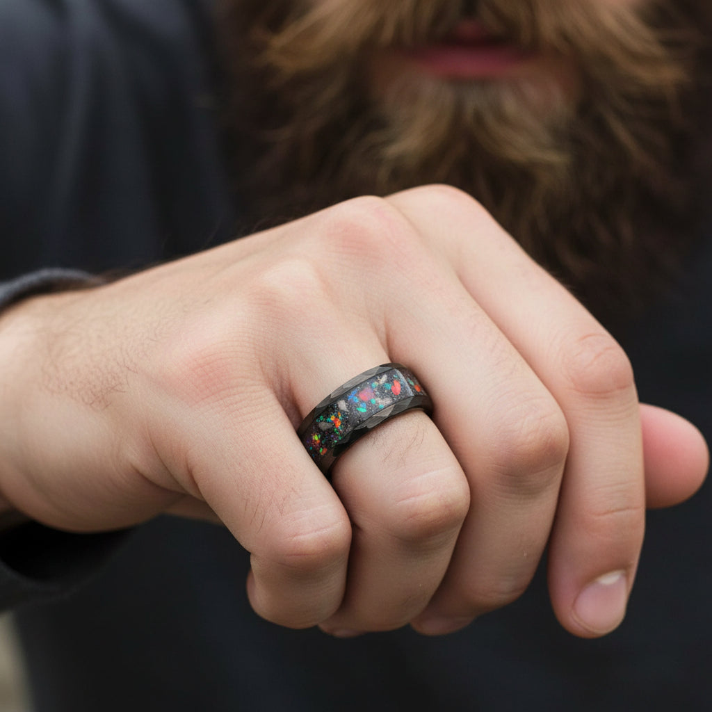 Hammered Meteorite Ring