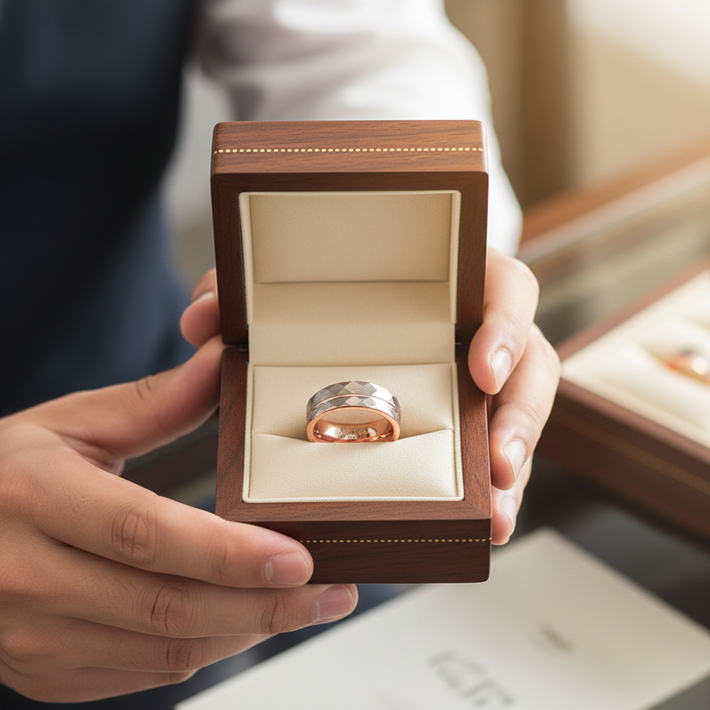 Hammered Brushed Tungsten Ring