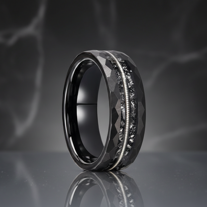 Hammered Black Tungsten Carbide Ring