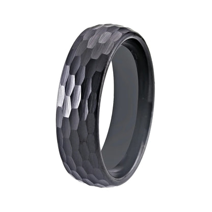 Hammered Black Tungsten Ring