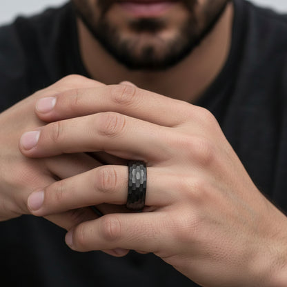 Hammered_Black_Tungsten_Ring