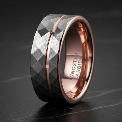 Hammered Brushed Tungsten Ring