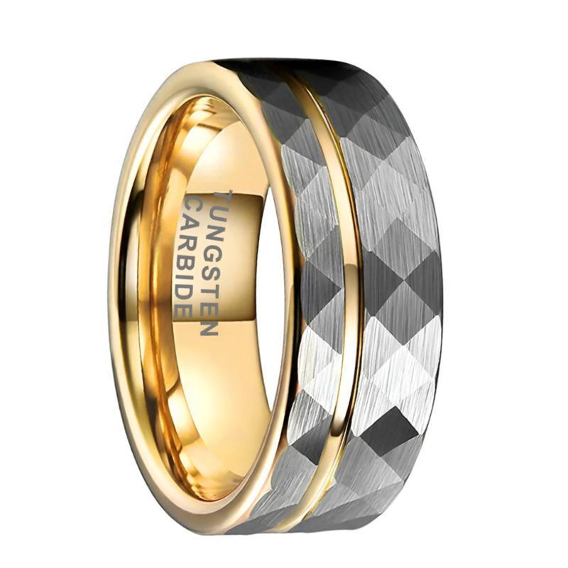 Hammered Brushed Tungsten Ring