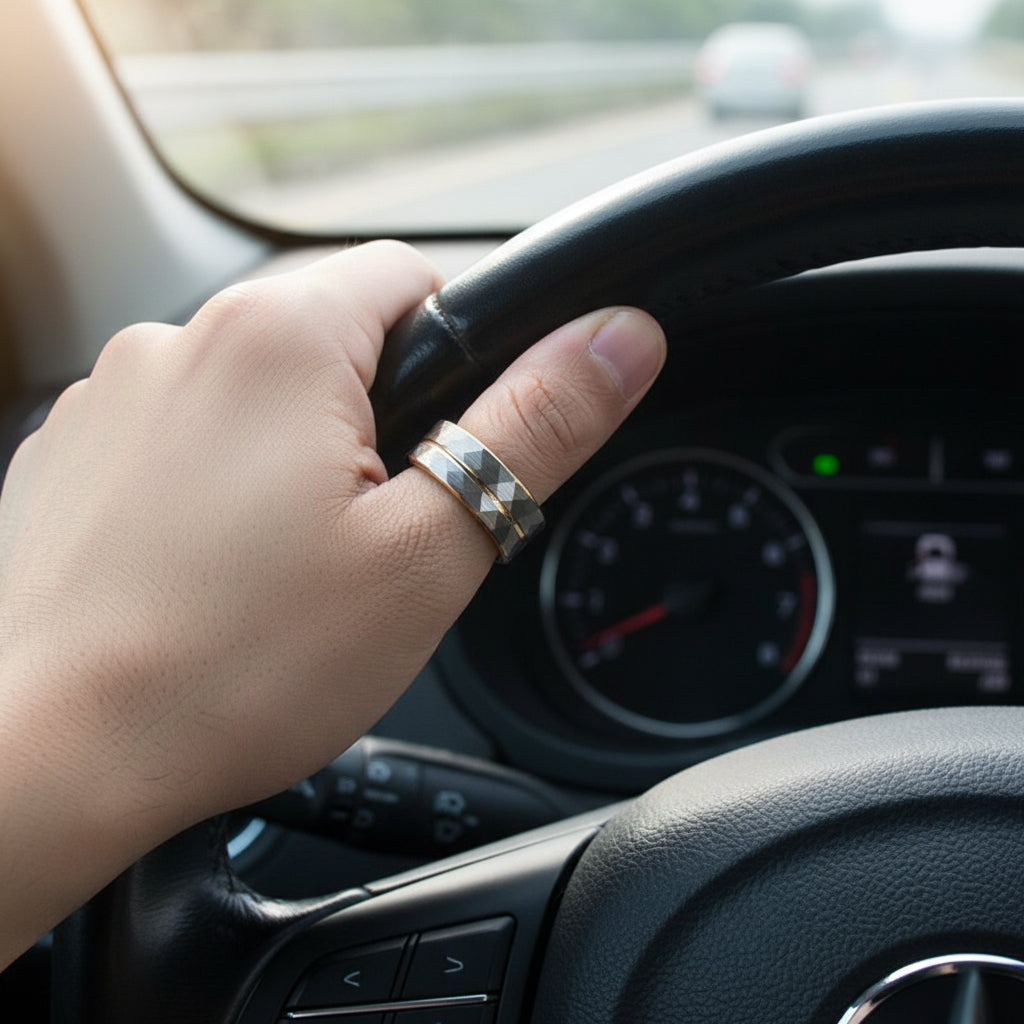 Hammered Brushed Tungsten Ring