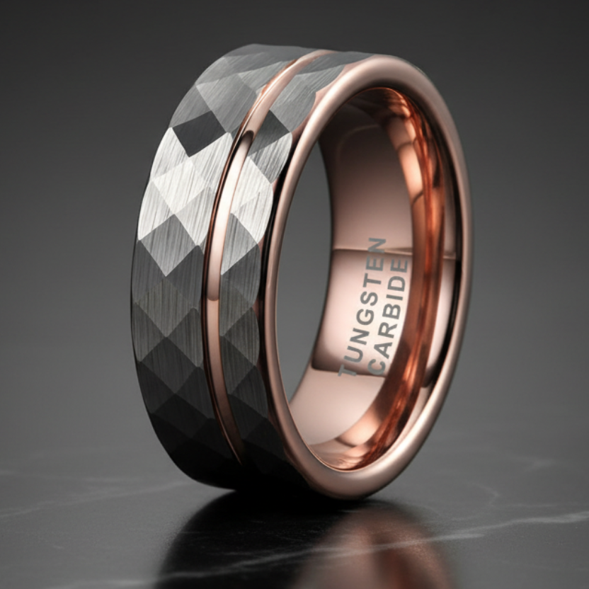 Blue Tungsten Mens Wedding Ring