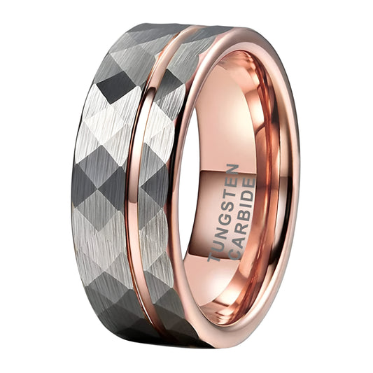Hammered Brushed Tungsten Ring