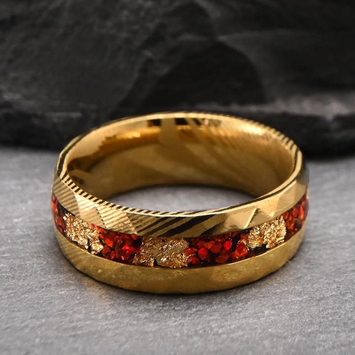 Hammered Damascus Ring