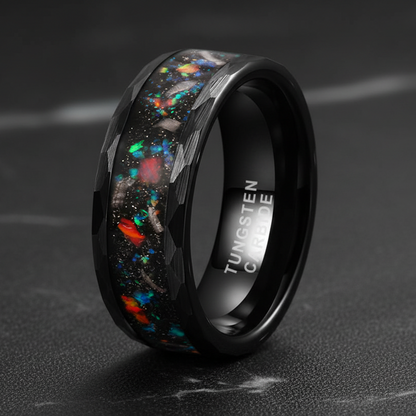Hammered Meteorite 8mm Tungsten Ring