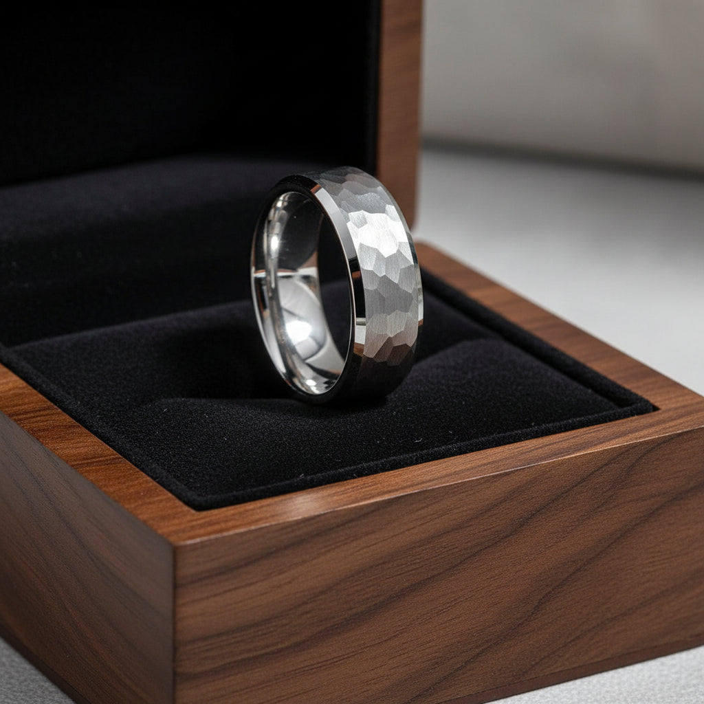 Hammered_Silver_Mens_Tungsten_Ring