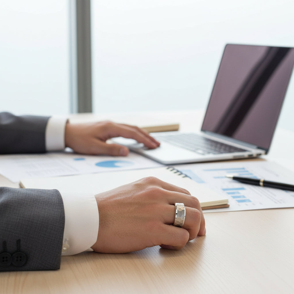 Hammered_Silver_Mens_Tungsten_Ring