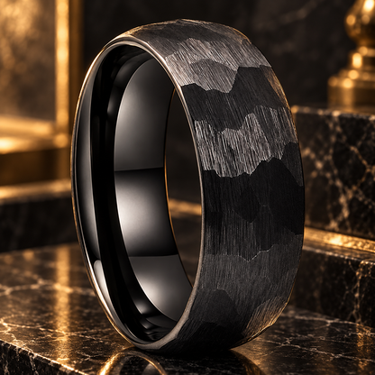 Hammered Tungsten Wedding Band