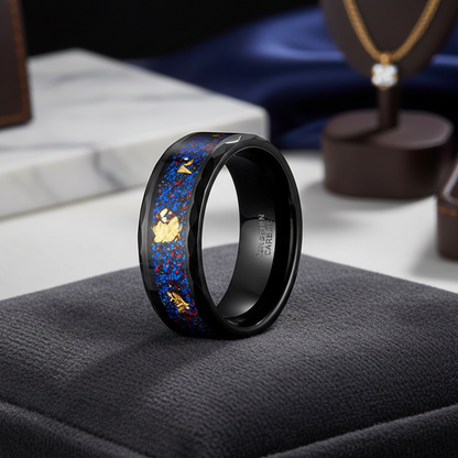 Hammered Tungsten Engagement Ring