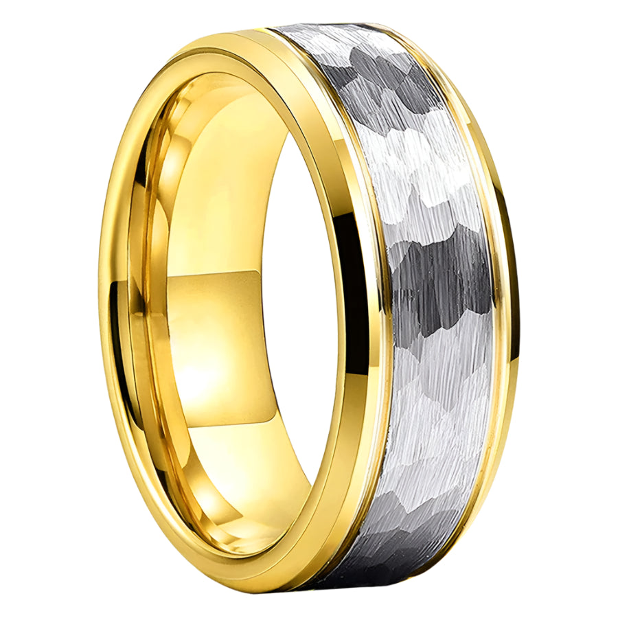 Hammered Tungsten Mens Ring