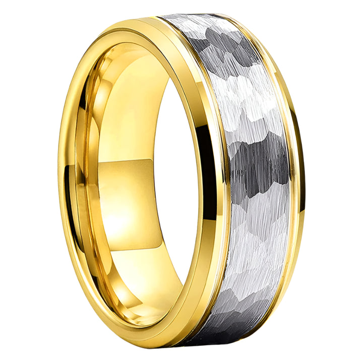 Hammered Tungsten Mens Ring