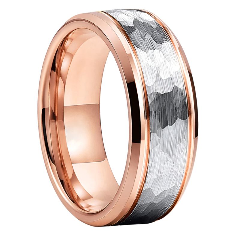 Hammered Tungsten Mens Ring