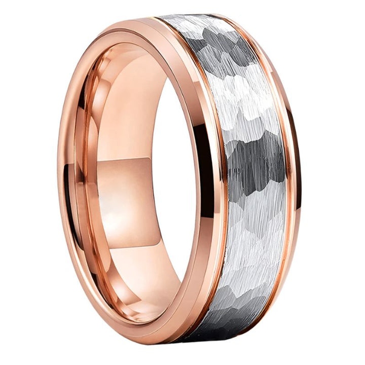 Hammered Tungsten Mens Ring